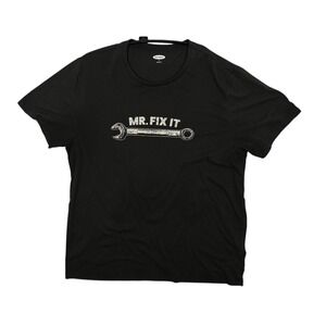 Old Navy Black T-Shirt Short Sleeve Sz XL 'Mr. FIX IT " w/ A Wrench Cotton/Poly
